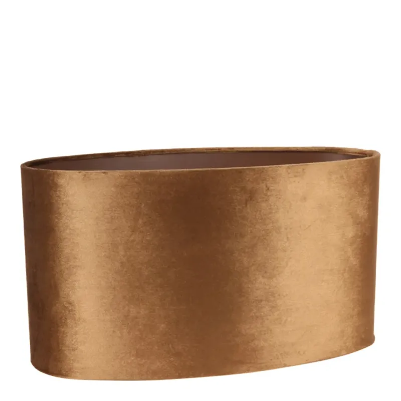 Ovaler Bentley Samt-Lampenschirm in Schimmer-Gold, 40x20cm. Glamouröser Akzent für Konsolen im Schweizer Zuhause.