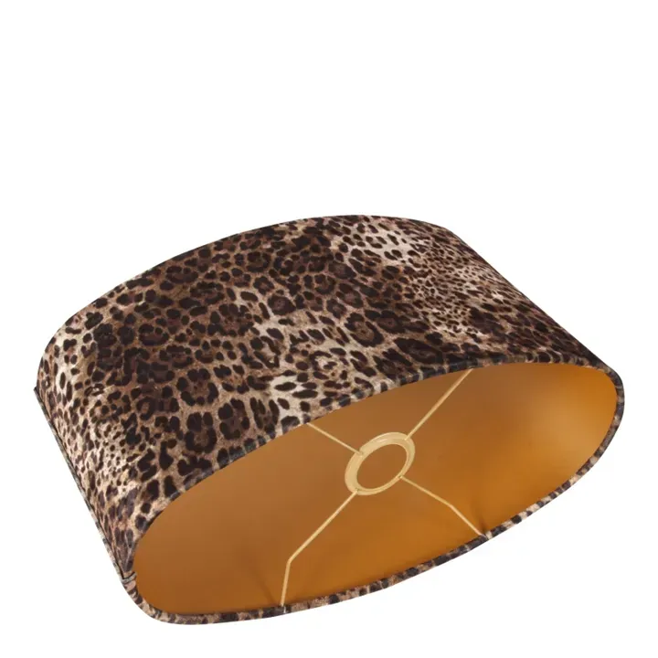 Bentley Lampenschirm Oval Leopardenmuster Braun Samt 40x20 cm