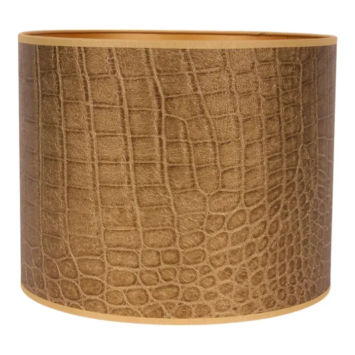 Bentley Zylinder-Lampenschirm in Gold mit Krokoprägung, ø30cm. Luxuriöser Blickfang für exklusives Schweizer Wohnen