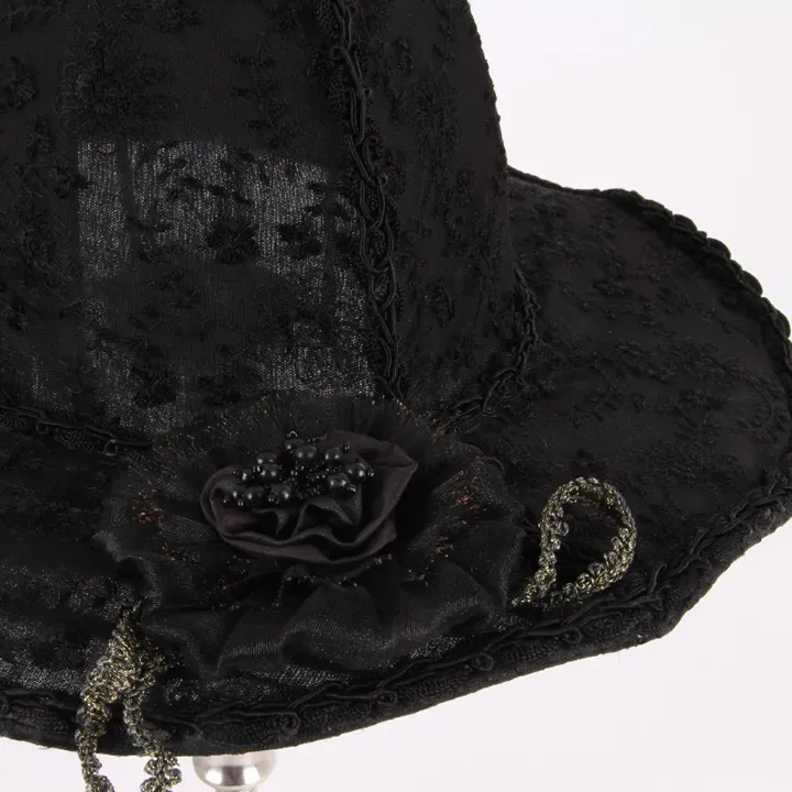 Lampenschirm Victorian Hutform Schwarz Spitze 38x31 cm