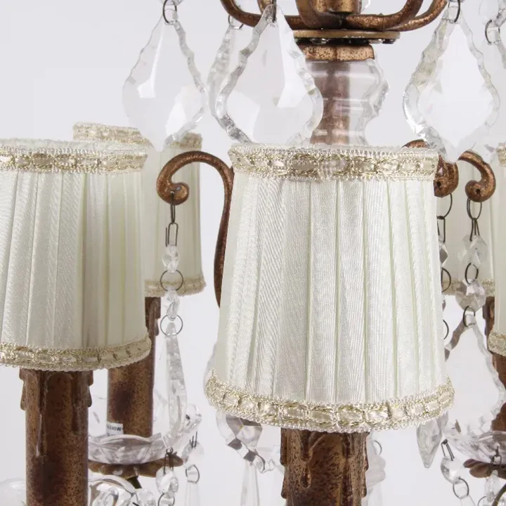 Klemm-Lampenschirm Plissee Creme Weiss Goldborte Ø8 cm