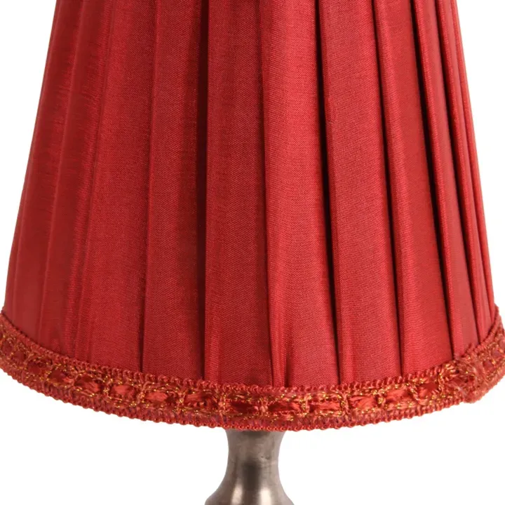 Klemm-Lampenschirm Plissee Seide Rot Goldborte Ø12 cm