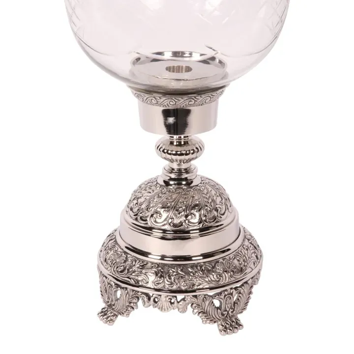 Windlicht Hurricane Assiya Sturmlaterne Silber Messing Glas 59.5 cm