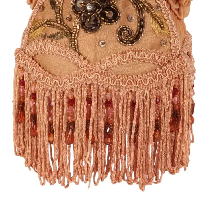 Klemm-Lampenschirm Victorian Rosa Beige Perlen Ø15 cm