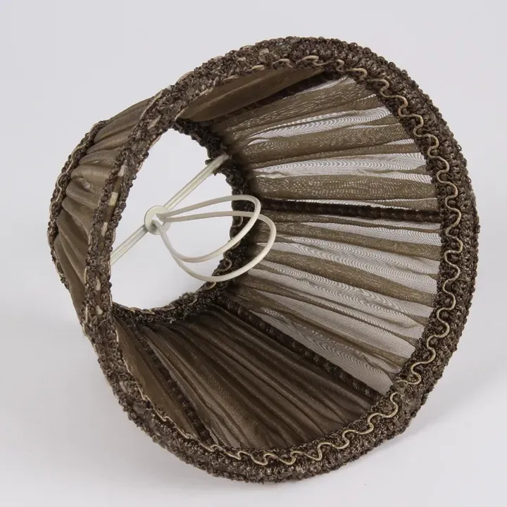Klemm-Lampenschirm Organza Taupe Braun Borte Ø13 cm