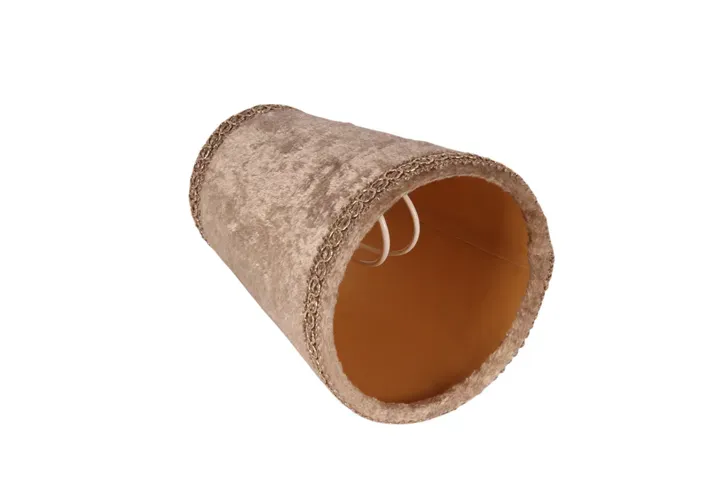 Klemm-Lampenschirm Samt Beige Braun Zierborte Ø8.5 cm
