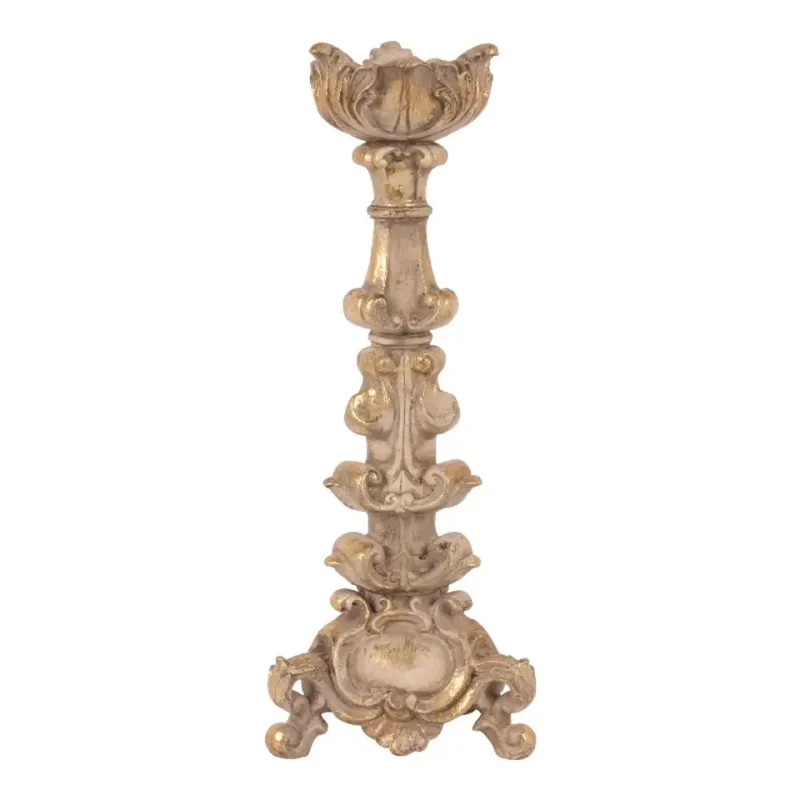 Kerzenhalter Barock Beige Gold Polyresin Vintage 47 cm Hoher Barock-Kerzenhalter aus Polyresin in Beige-Gold, 47cm. Edler Vintage-Blickfang für stimmungsvolle Momente.