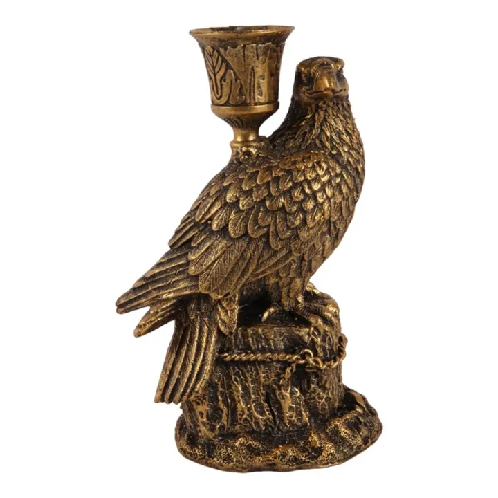Kerzenleuchter Adler Vogel Gold Kunstharz Barock 16 cm Goldener Adler-Kerzenleuchter aus Kunstharz, 16cm. Edle Barock-Dekoration für das Schweizer Zuhause.