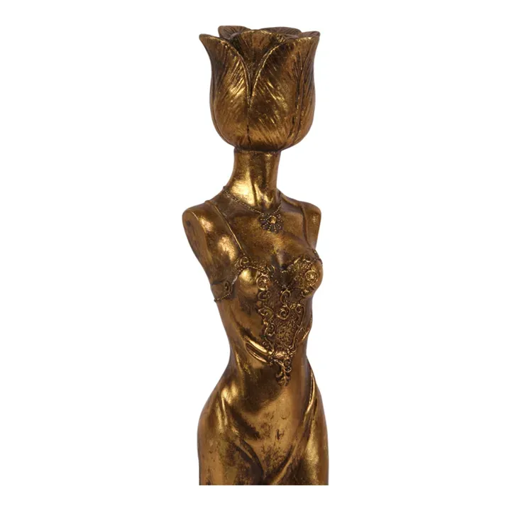 Kerzenständer Frau Damenfigur Gold Kunstharz 39.5 cm