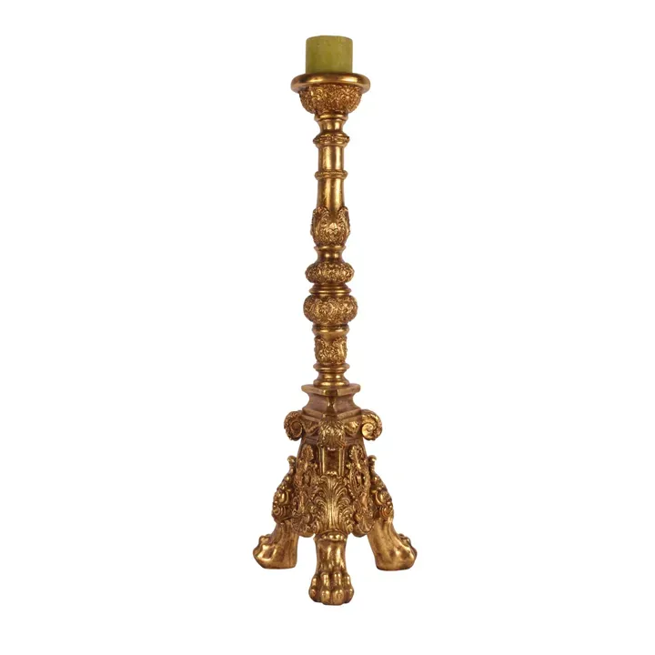 Imposanter Kerzenständer Barock Gross Gold Kunstharz 106 cm