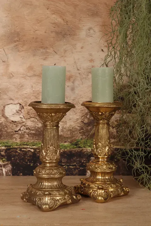 Kerzenständer Säule Barock Gold Kunstharz 23 cm