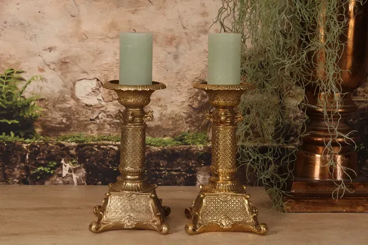 Kerzenständer Säule Vintage Gold Kunstharz 22.5 cm