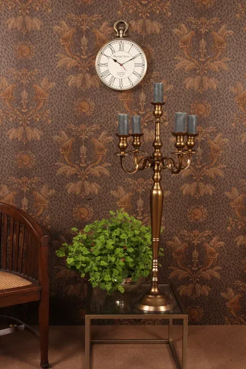Armleuchter Kerzenständer Kandelaber 5-armig Gold Aluminium 104 cm