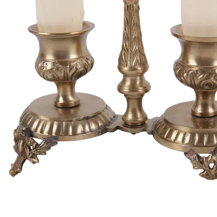 Kerzenhalter 2-flammig Gold Messing Doppel-Kerzenständer 12.5 cm