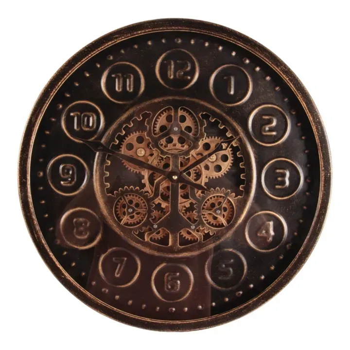 Stamford Wanduhr, Metall/Glas, schwarz, rund, ø46cm. Industrieller Stil für Schweizer Zuhause.