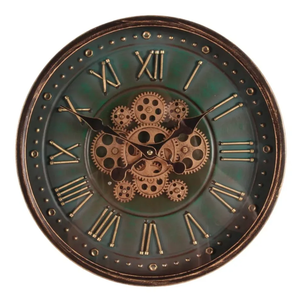 Bronx Wanduhr Metall/Glas Grün Rund Ø40 cm Bronx Wanduhr, Metall/Glas, grün, rund, ø40cm im industriellen Stil.