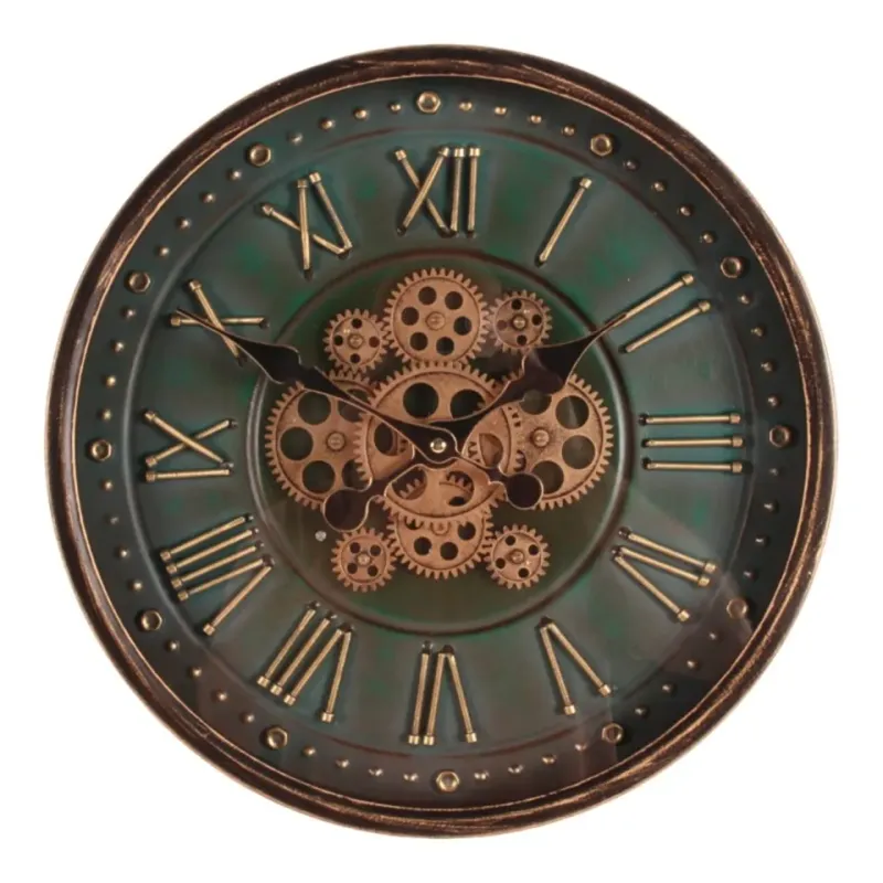 ​Bronx Wanduhr, Metall/Glas, grün, rund, ø40cm im industriellen Stil.
