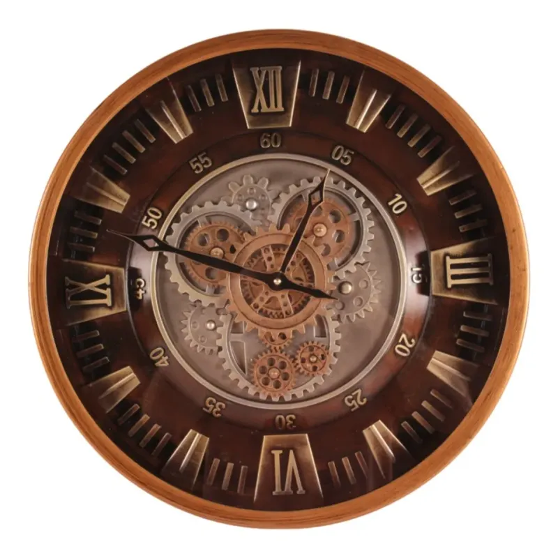 Yorkville Wanduhr, Metall/Glas, gold, rund, ø46cm im industriellen Stil.