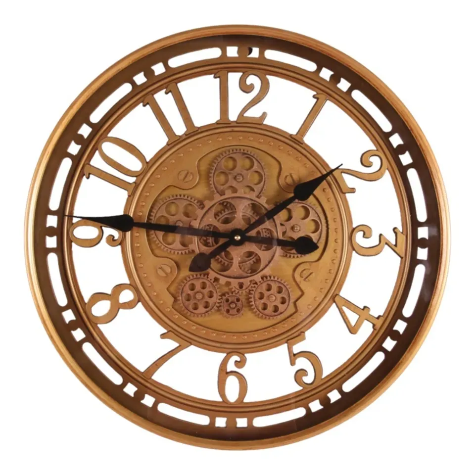 Kings County Wanduhr Metall/Glas Gold Rund Ø53,5 cm Kings County Wanduhr, Metall/Glas, gold, rund, ø53,5cm im industriellen Stil.