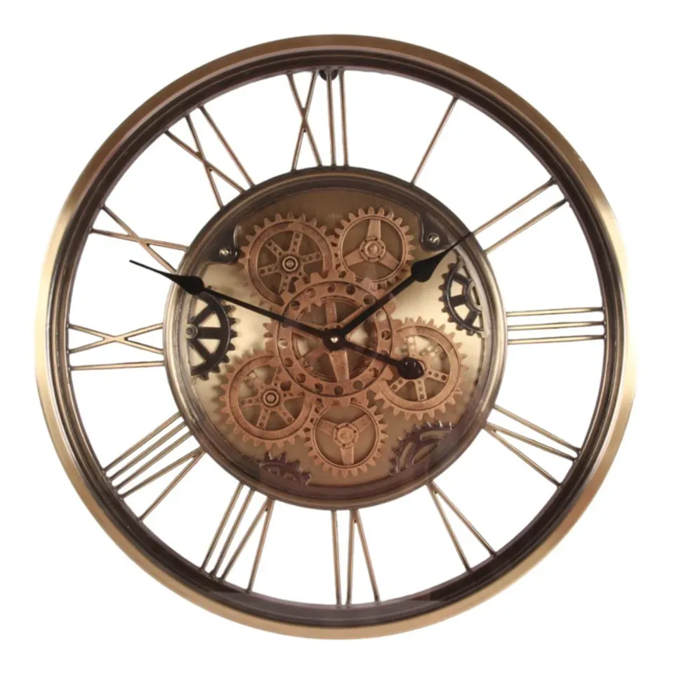 Bayonne Wanduhr Metall/Glas Gold Rund Ø62 cm Bayonne Wanduhr, Metall/Glas, gold, rund, ø62cm im industriellen Stil.