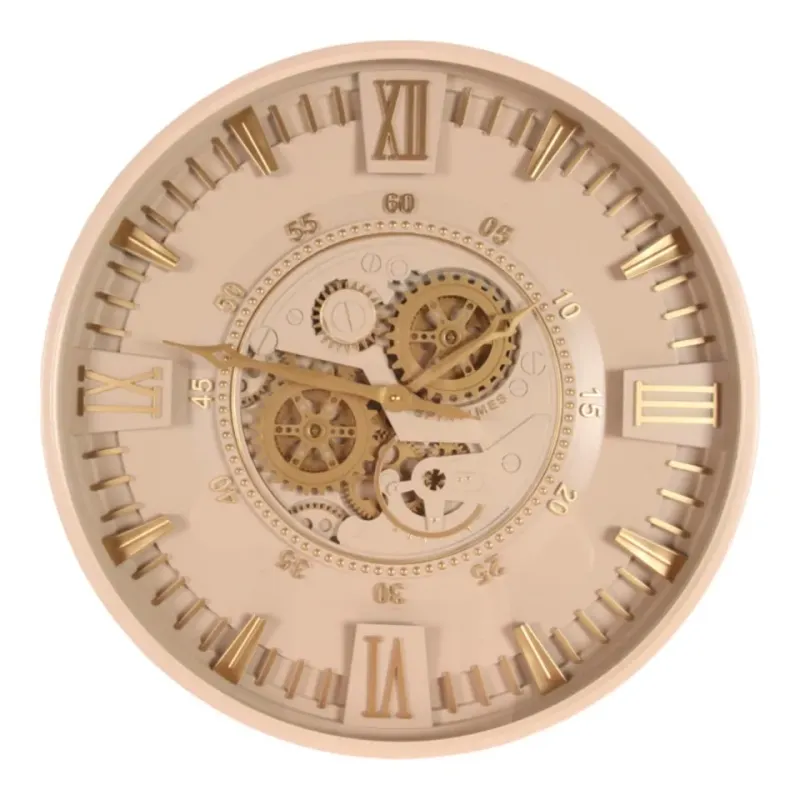 Westbury Wanduhr, Metall/Glas, beige, rund, ø59cm. Industrieller Stil für Schweizer Zuhause.