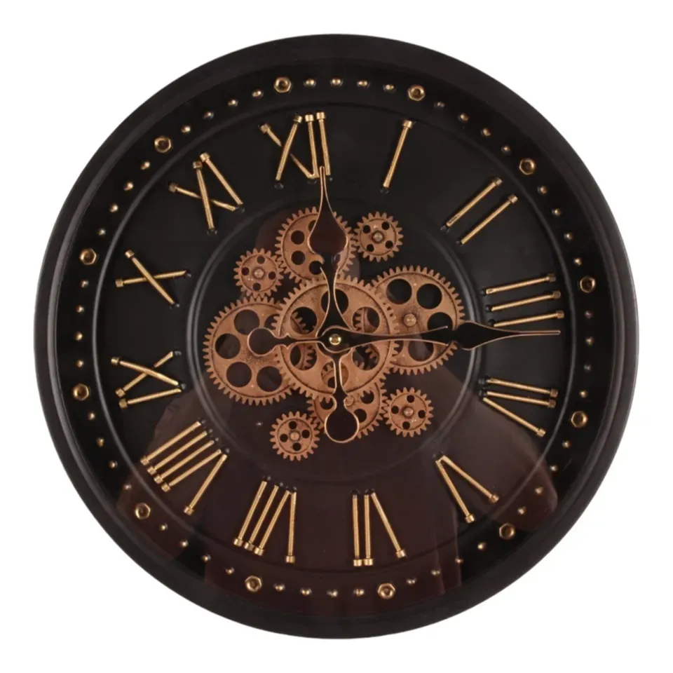 Wanduhr Key West Metall/Glas Gold Rund Ø46 cm Wanduhr Key West, Metall/Glas, gold, rund, ø46cm. Industrieller Stil für Schweizer Zuhause.