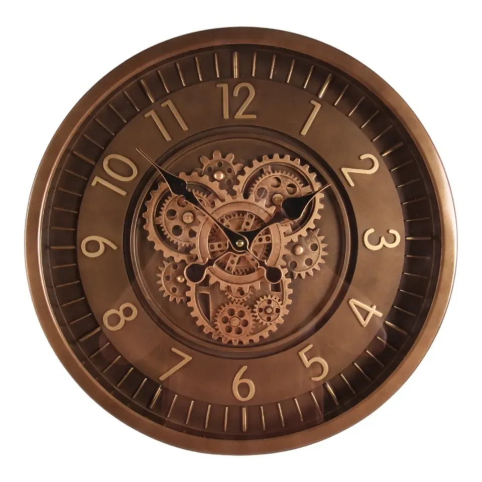 Clinton Wanduhr Metall/Glas Braun Rund Ø46 cm Clinton Wanduhr, Metall/Glas, braun, rund, ø46cm im industriellen Stil.