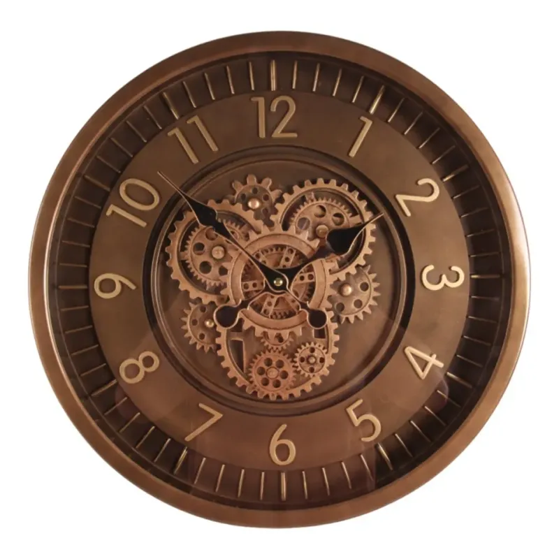 Clinton Wanduhr, Metall/Glas, braun, rund, ø46cm im industriellen Stil.