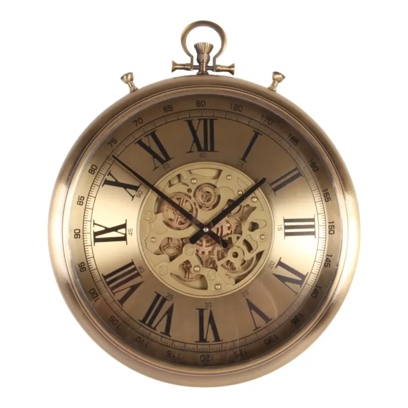Whitestone Wanduhr, Metall/Glas, gold, rund, ø62cm im industriellen Stil.