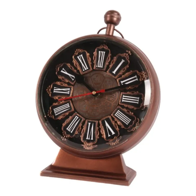 Uhrentrophäe Alain, Messing, braun, ø17,5cm, 27x19x6,5cm mit Kompass-Rückseite.