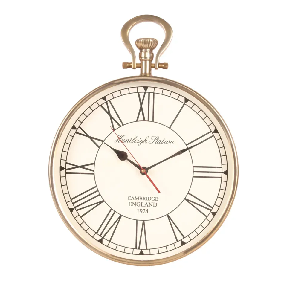 Runde Wanduhr Stahl/Aluminium Gold 41x30x6 cm Runde Wanduhr, Stahl/Aluminium, gold, 41x30x6cm im industriellen Stil.
