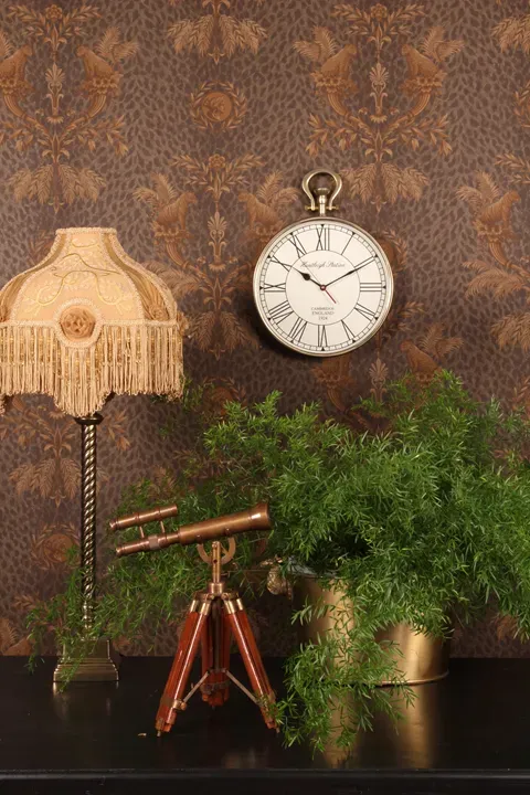 Runde Wanduhr Stahl/Aluminium Gold 41x30x6 cm