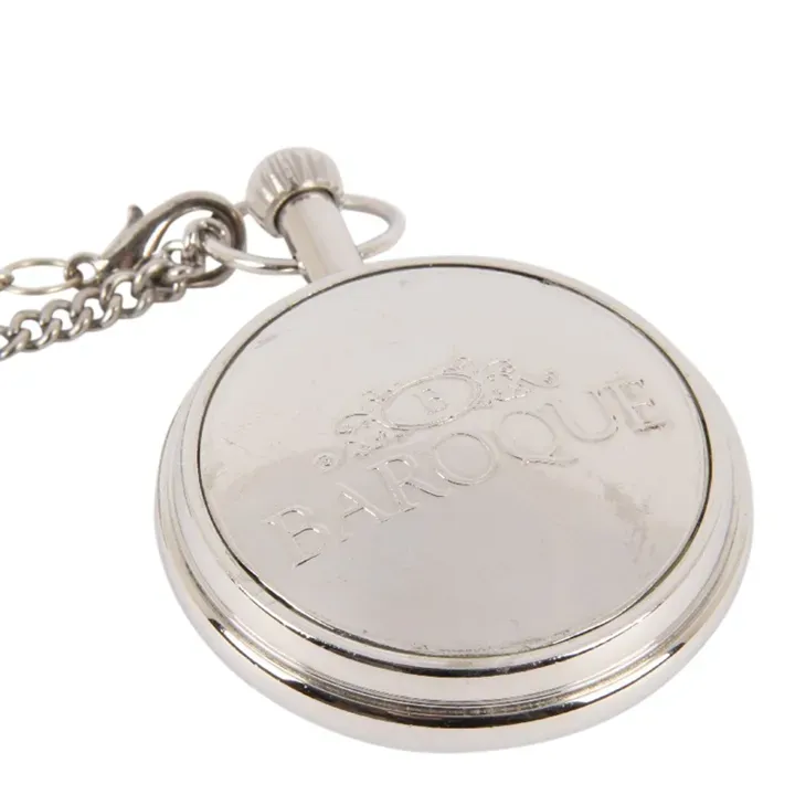 Barocke Taschenuhr mit Kette Messing Silber 5x5x5 cm