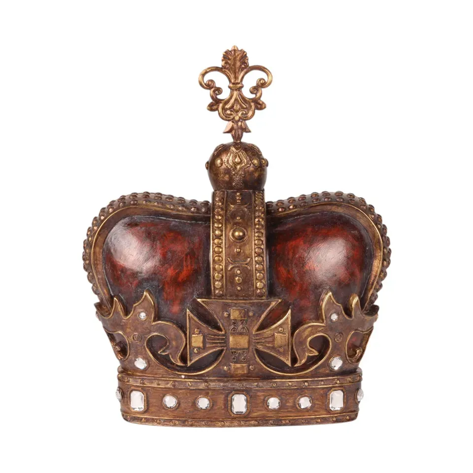 Königskrone Ornament Polyresin Rot/Gold 23,5 cm Königskrone Ornament, Polyresin, rot/gold, 23,5x18,5x18,5cm im majestätischen Stil.