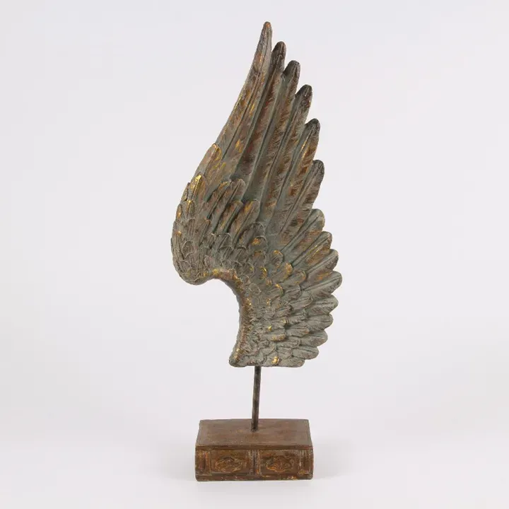 Flügel auf Ständer Polyresin Gold 60x23x13 cm