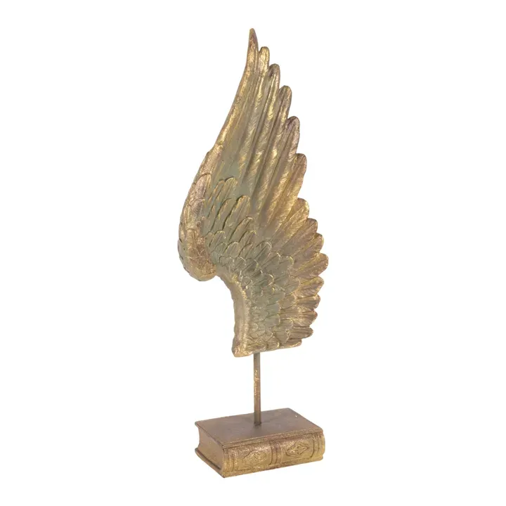 Flügel auf Ständer Polyresin Gold 60x23x13 cm Flügel auf Ständer, Skulptur, Polyresin, gold, 60x23x13cm im skulpturalen Stil.