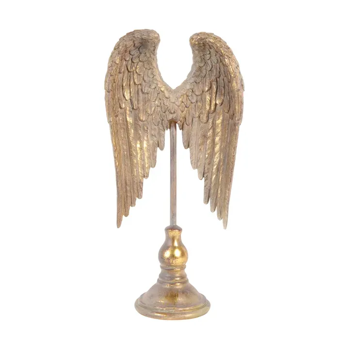 Flügel auf Ständer Polyresin Gold 51x24x11 cm Flügel auf Ständer, Skulptur, Polyresin, gold, 51x24x11cm im skulpturalen Stil.