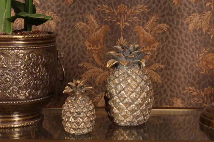 Deko-Ananas Polyresin Gold 15x9,5x9,5 cm
