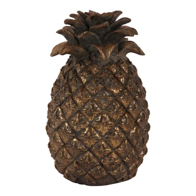 Deko-Ananas Polyresin Gold 15x9,5x9,5 cm Deko-Ananas, Polyresin, gold, 15x9,5x9,5cm im tropischen Stil.