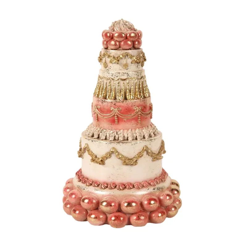 Dekorative Torte Kunstharz Rosa/Gold 27,5 cm Dekorative Torte, Attrappe, Polyresin, rosa/gold, 27,5x17x17cm im barocken Stil.