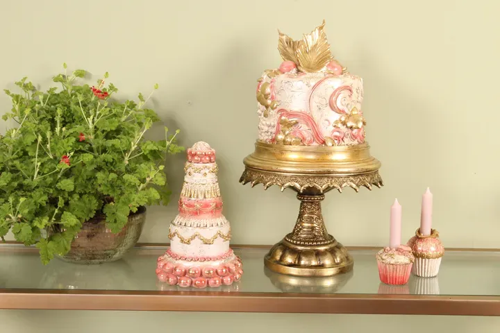 Dekorative Torte Kunstharz Rosa/Gold 27,5 cm