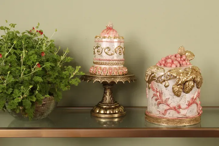 Dekorative Torte Kunstharz Rosa/Gold 23 cm