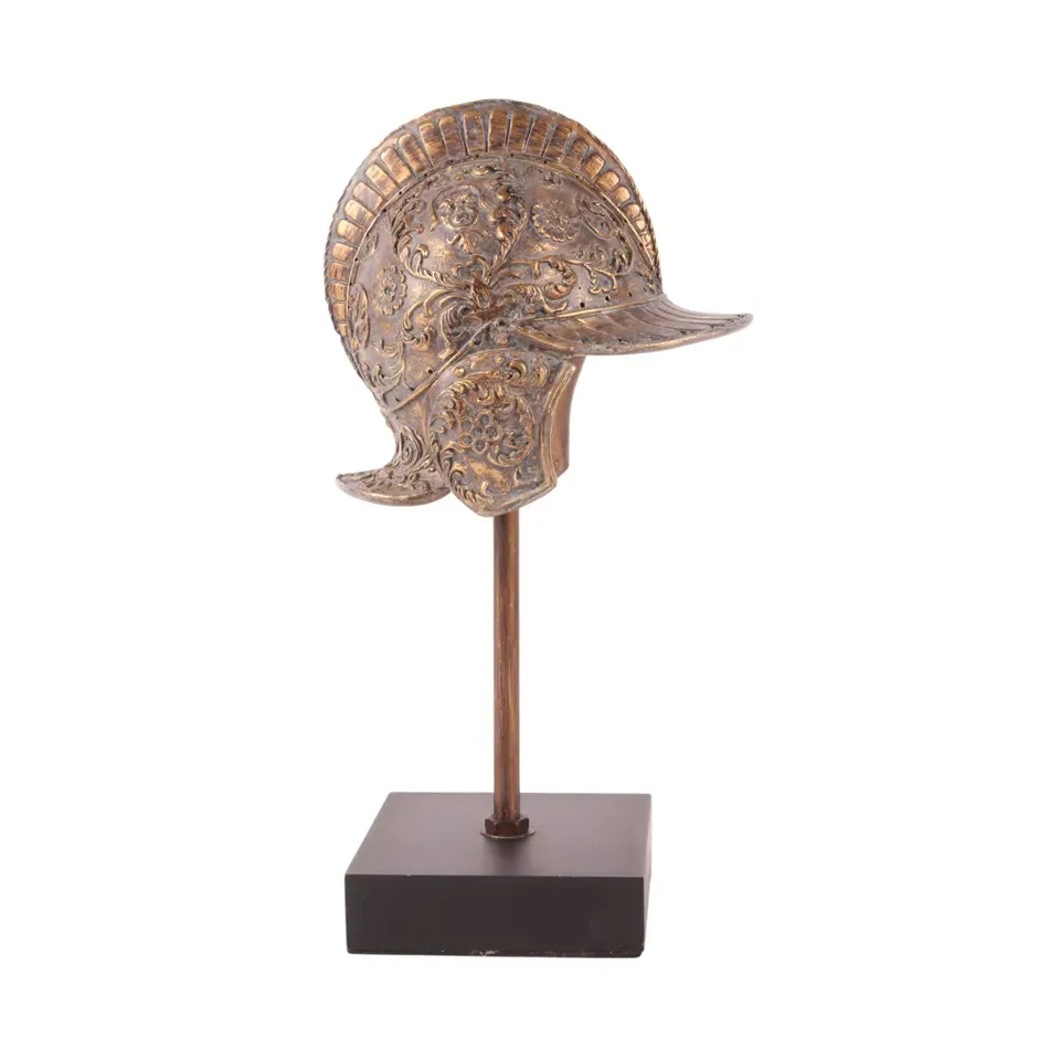 Glasgefäss Papagei Glas/Polyresin Gold 28,5x15 cm Helm auf Ständer, Skulptur, Polyresin, gold, 29,5x16x12cm im antiken Stil.