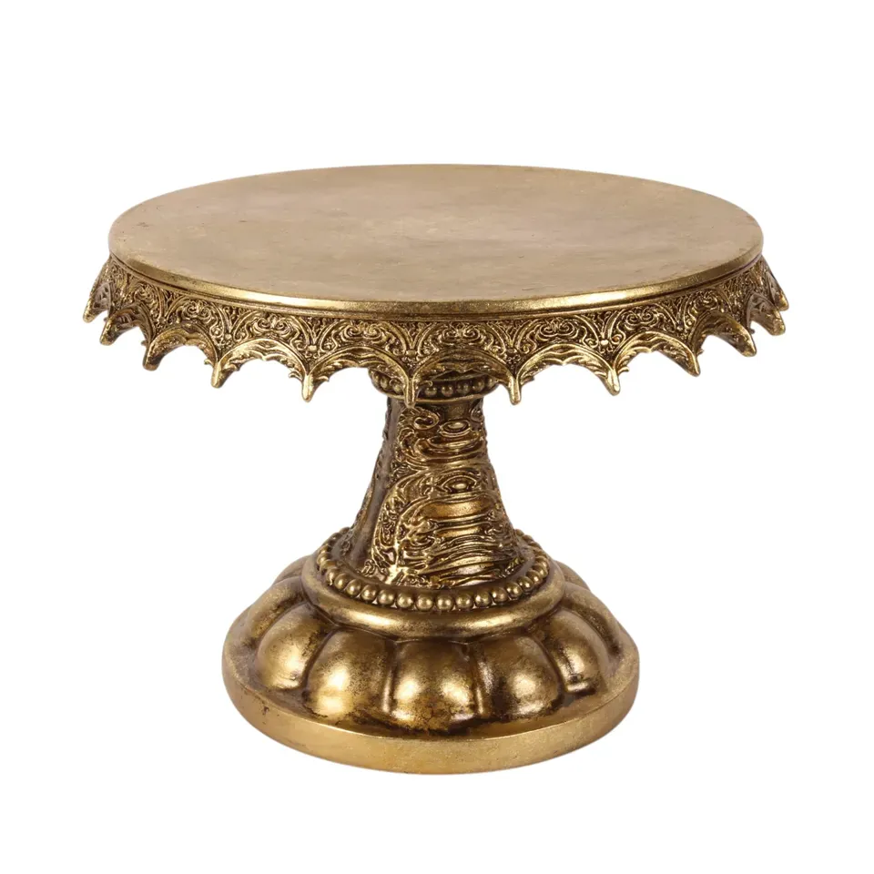 Tortenständer Kunstharz Gold Ø30 cm H21 cm Tortenständer, Etagere, Polyresin, gold, ø30cm, H21cm im prunkvollen Stil.