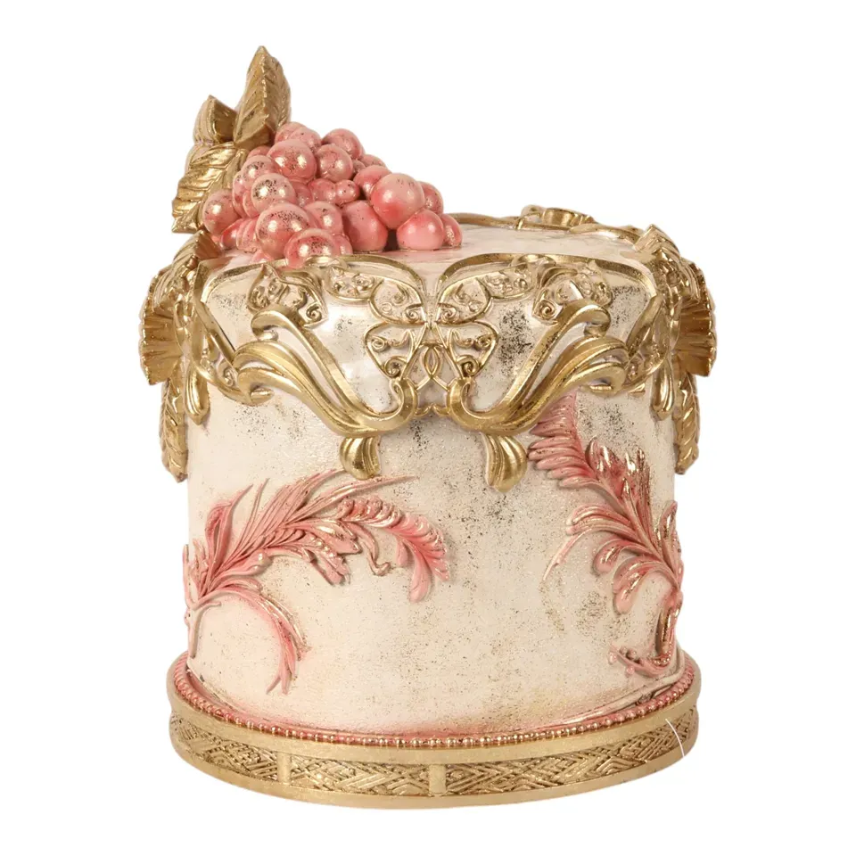 Dekorative Torte Kunstharz Rosa/Gold 30 cm Dekorative Torte, Attrappe, Polyresin, rosa/gold, 30x24x25cm im barocken Stil.