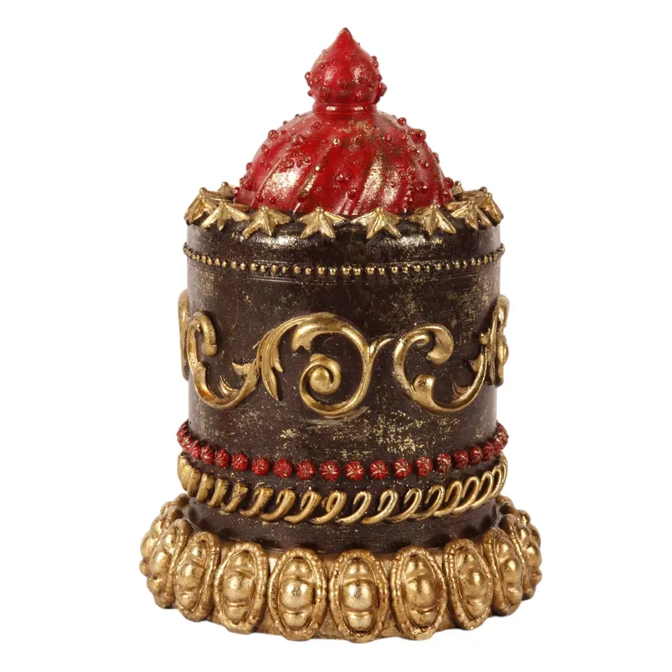 Dekorative Torte Kunstharz Braun/Rot 23 cm Dekorative Torte, Attrappe, Polyresin, braun/rot/gold, 23x16,5x16,5cm im barocken Stil.