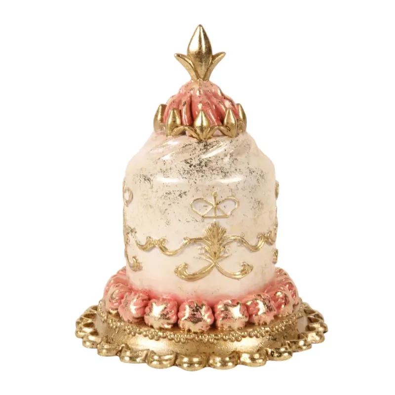 Dekorative Torte Kunstharz Rosa/Gold 18,5 cm Dekorative Torte, Attrappe, Polyresin, rosa/gold, 18,5x15x15cm im barocken Stil.