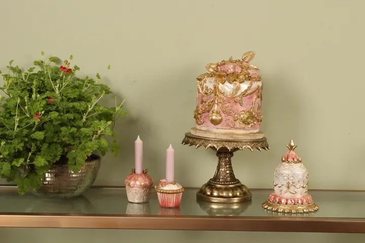 Dekorative Torte Kunstharz Rosa/Gold 24 cm
