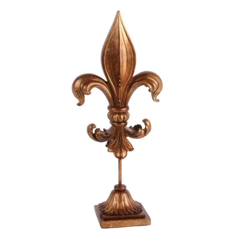 Fleur-de-lis auf Sockel Polyresin Gold 38x15,5 cm Fleur-de-lis auf Sockel, Skulptur, Polyresin, gold, 38x15,5x10cm im königlichen Stil.