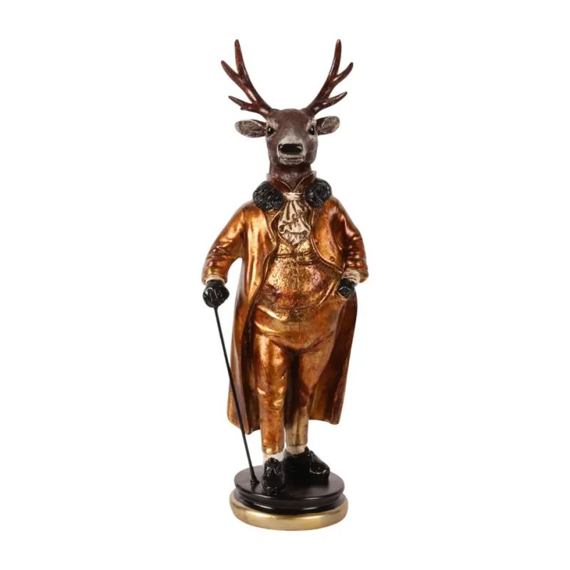 Hirsch Gentleman Skulptur Polyresin Gold 66 cm Hirsch Gentleman Skulptur, Polyresin, gold, 66x23x18cm im extravaganten Vintage-Stil.